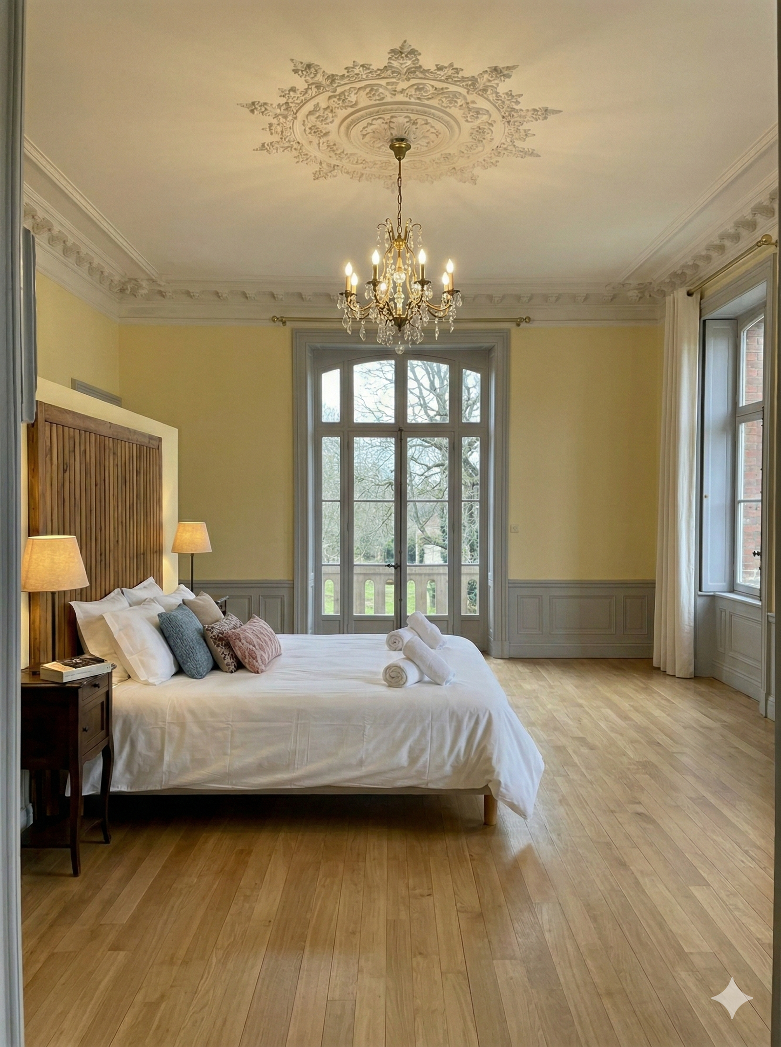 Suite nuptiale du château avec vue sur le parc